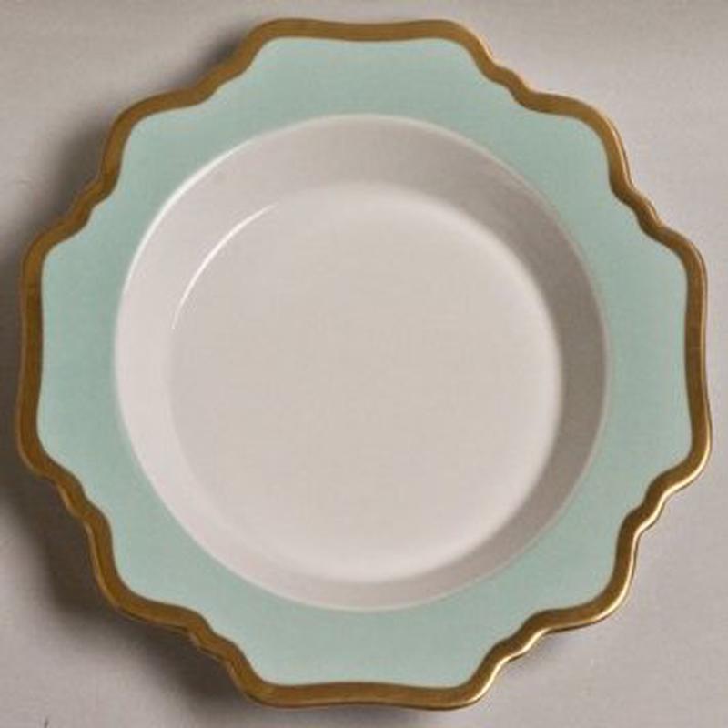 Anna's Palette Aqua Green Rim Soup