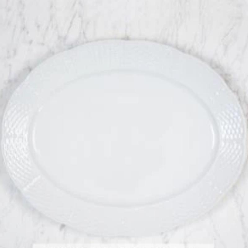 Weave White Oval Platter