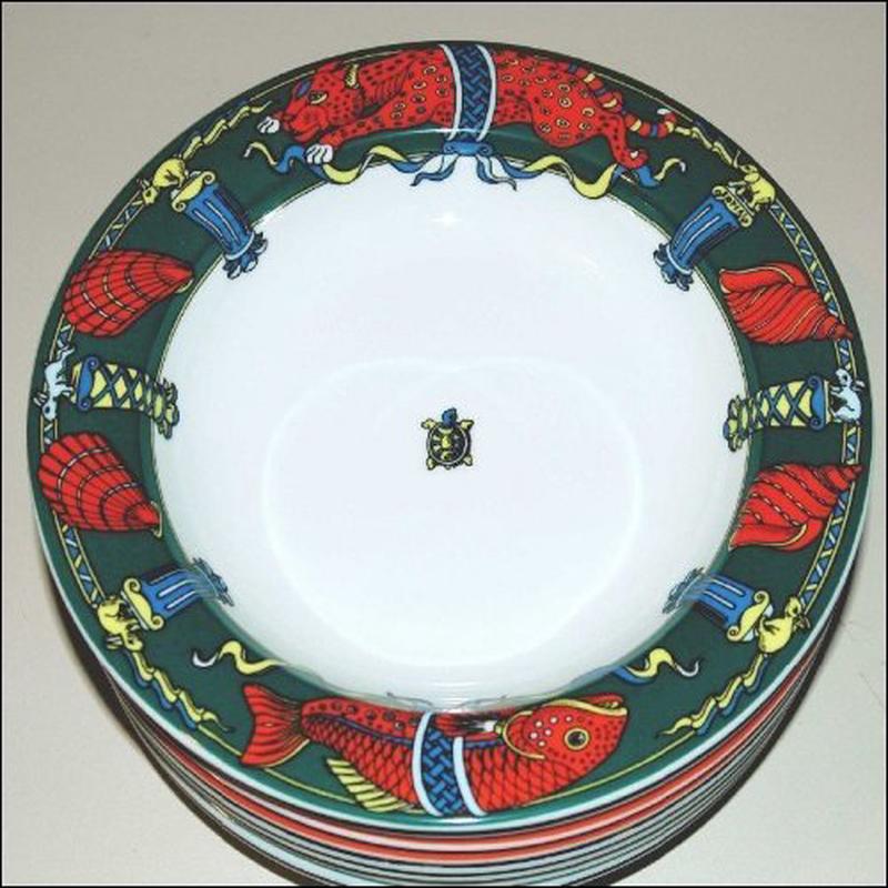 Bopla Original Deep Plate Green Wildlife Lynx Set of 2