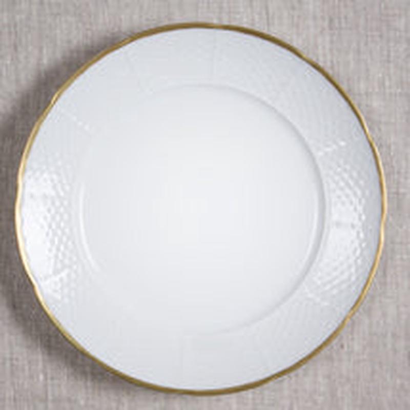 Weave gold Rimmed White Dinner 10.75"
