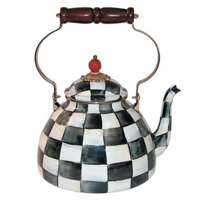 Courtly Check Enamel Tea Kettle 3 Qt