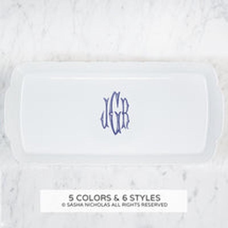 Weave White Hostess Platter With Monogram