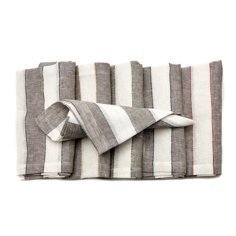 Napa Stripe Napkins Red Set of 8