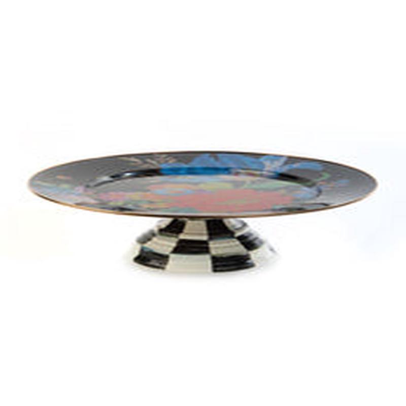 Flower Market Pedestal Platter Black