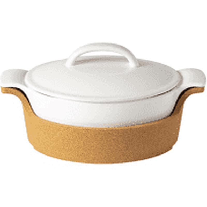 Ensemble Oval Casserole w/Cork Tray White