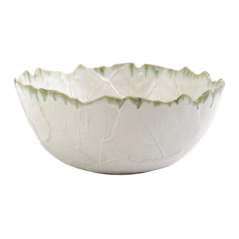 Foglia Stone Deep Serving Bowl Medium White