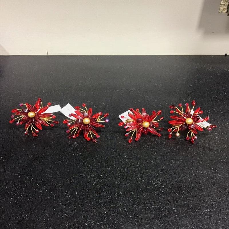 Crystal Star Napkin Ring -Red Set of 3