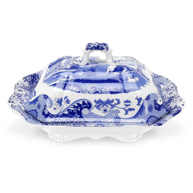 Blue Italian Covered Vegetable Dish