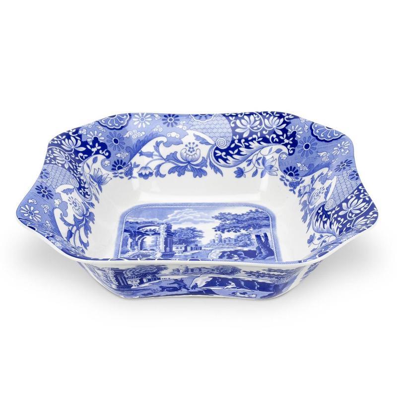 Blue Italian Square Serving Bowl