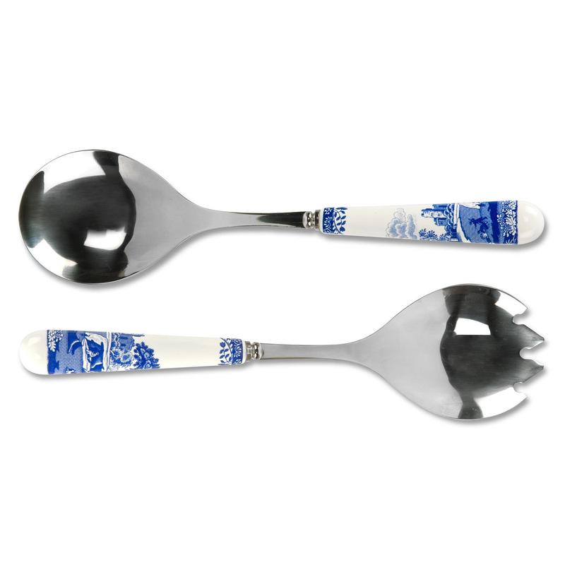Spode Bue Italian Salad Servers S/2