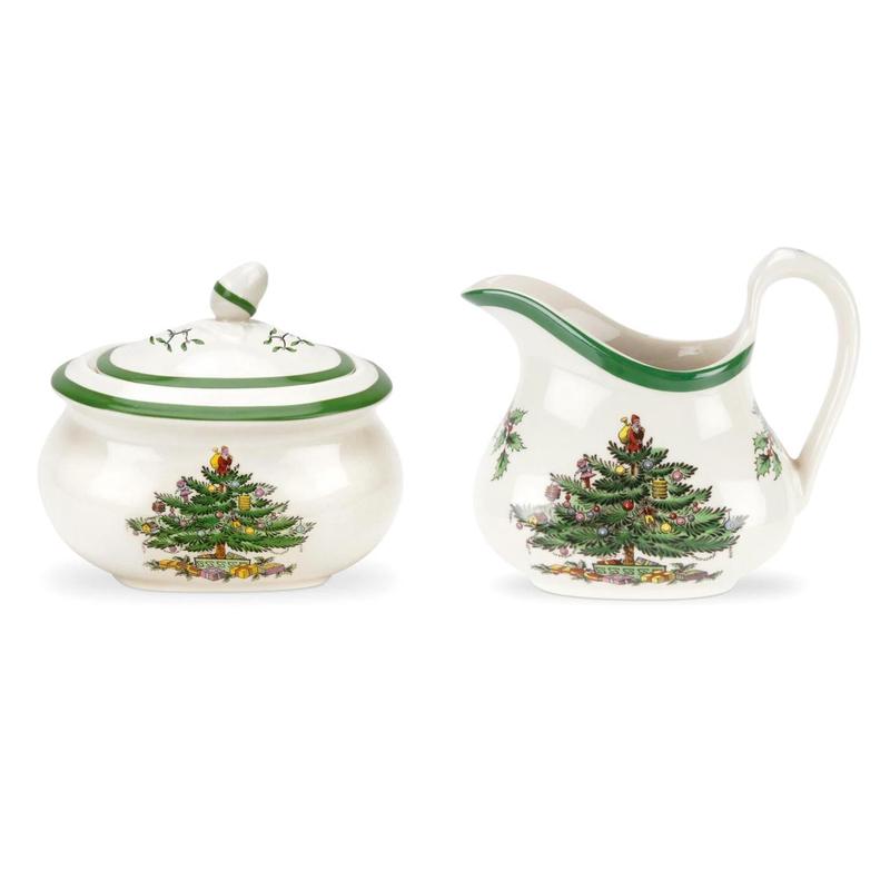 Christmas Tree Sugar Bowl & Creamer Set