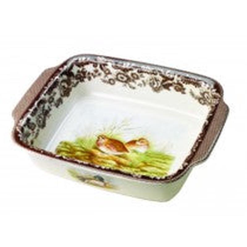 Woodland Rectangle Handled Dish - Quail/Mallard