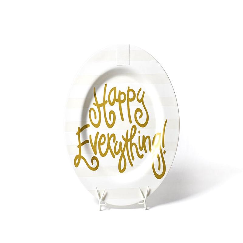 White Stripe Happy Everything Big Round Platter