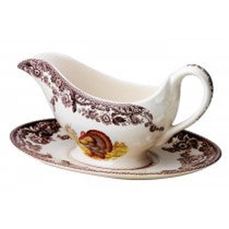 Woodland Sauce Boat & Stand -Turkey