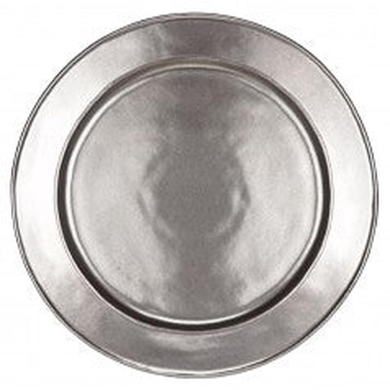 Pewter Stoneware Round Charger 14" Set of 2