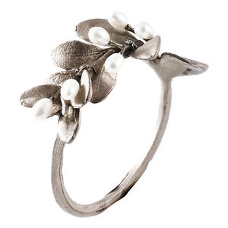 Boxwood Napkin Rings w/pearl Pewter S/4