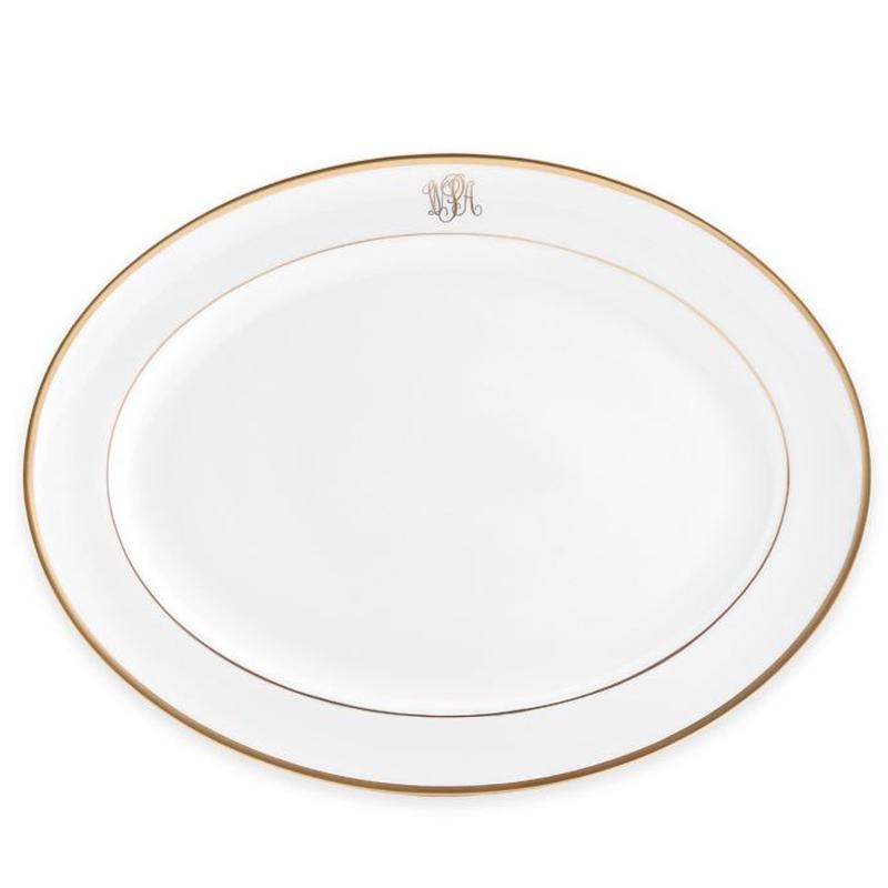 Signature Oval Platter with Monogram Gold