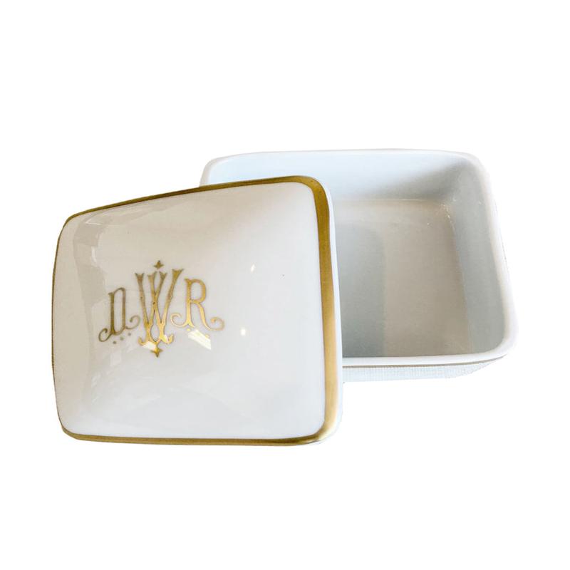 Signature Collection Sq Covered Box w Monogram
