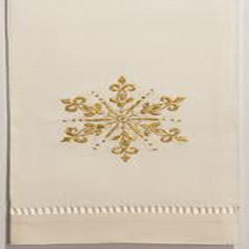 Linen Hand Towel Snowflake Gold