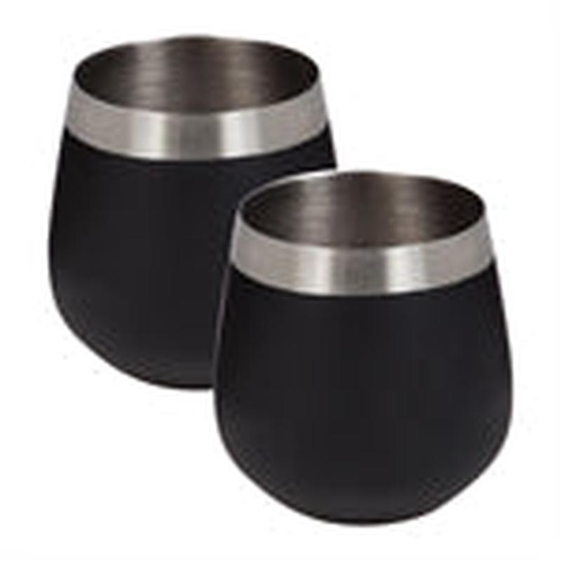 SS Stemless Wine Tumbler Set of 2 Black