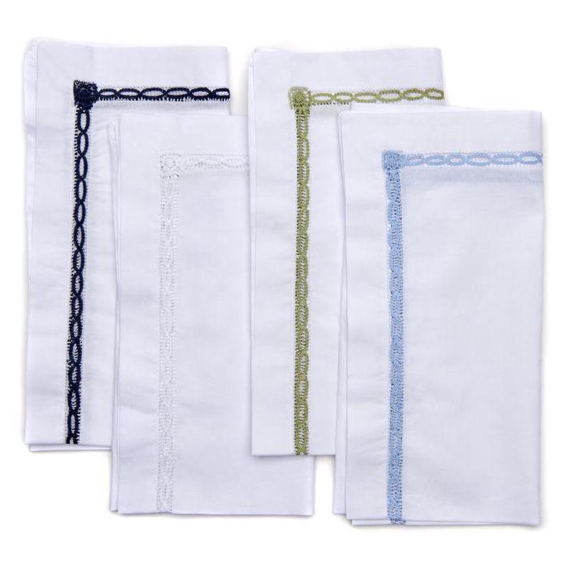 Lace Insert Embroidered Napkin White