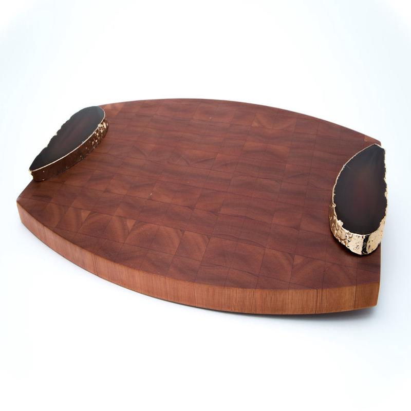 Serving Tray with Agate Handles