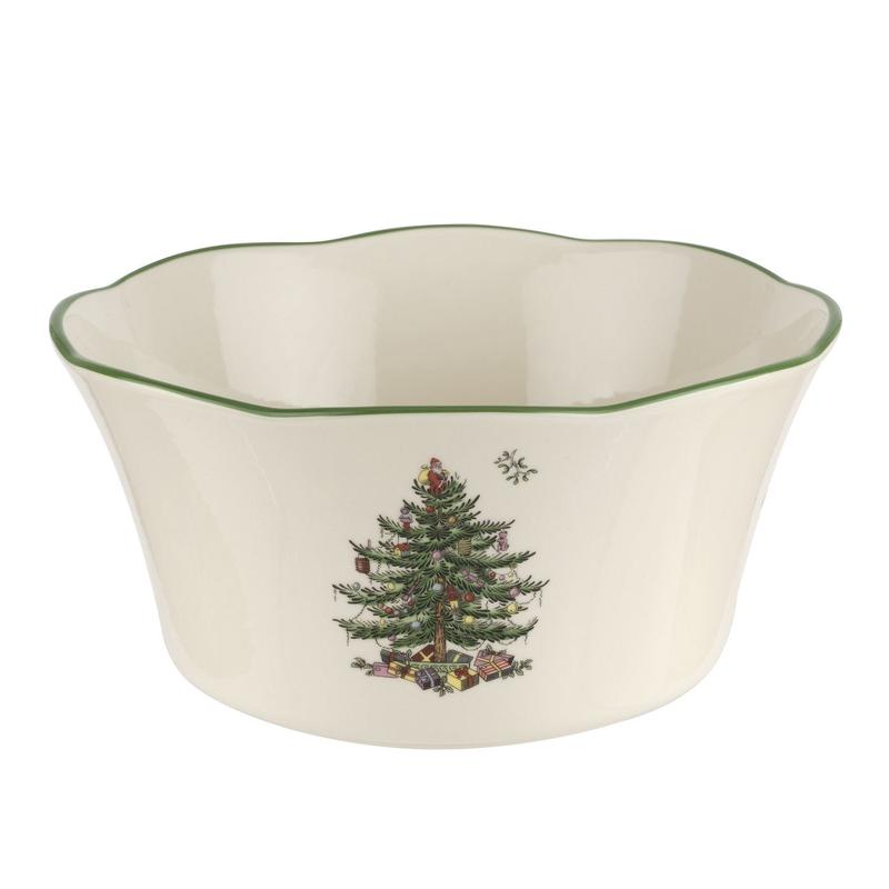 Christmas Tree Flared Scalloped Bowl 8.25inch