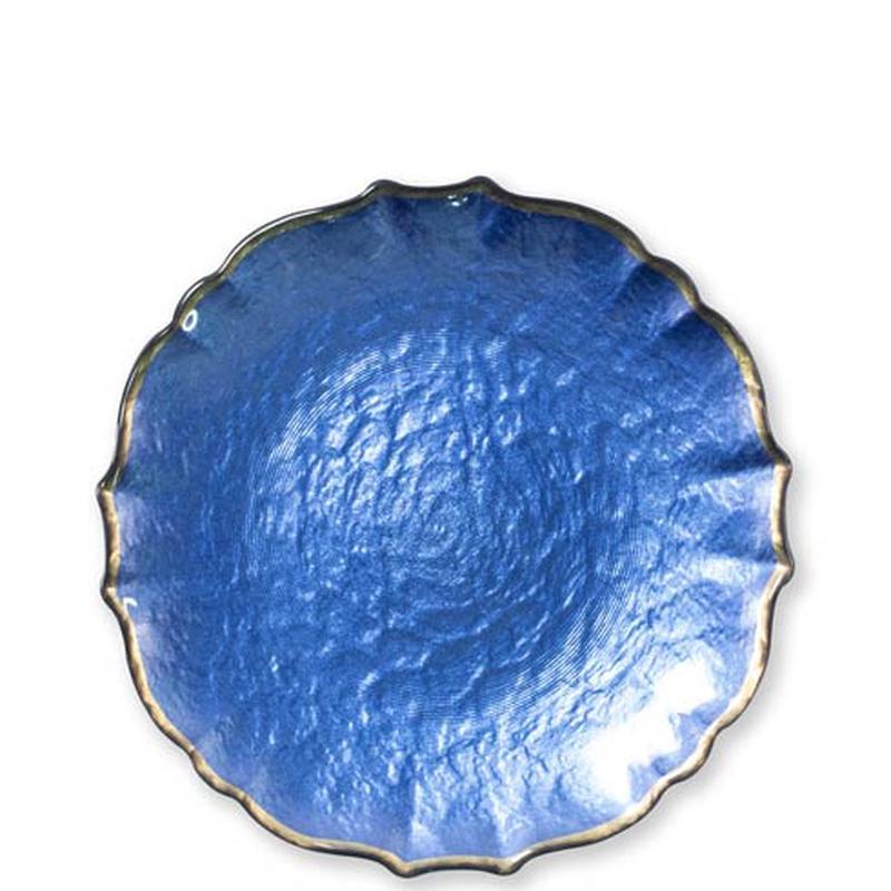 Pastel Glass Salad Plate Cobalt Set of 2