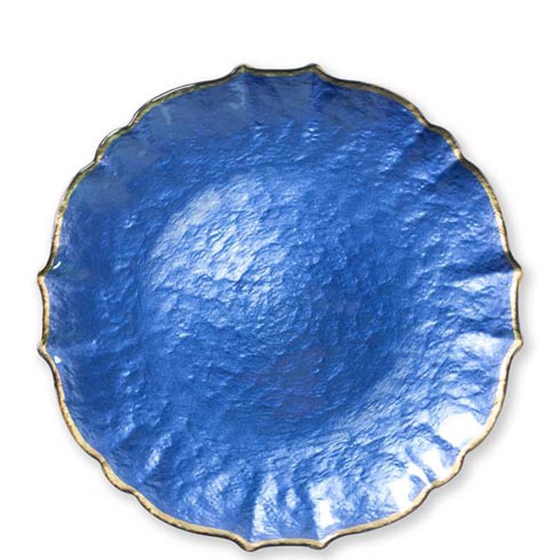 Pastel Glass Service Plate Charger Cobalt Set of 2