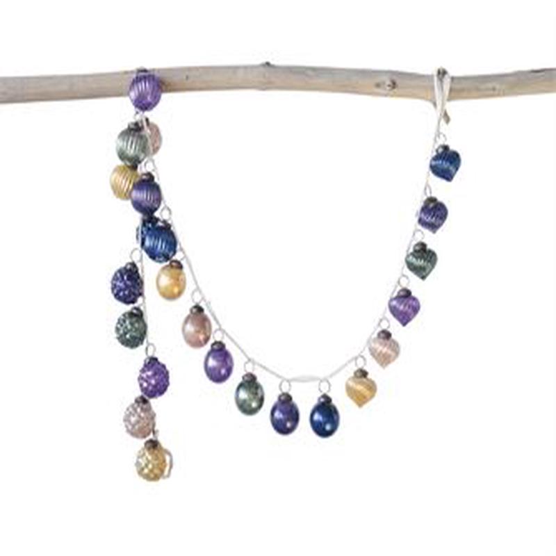 Glass Ornament Garland 72 inch Jewel Tones