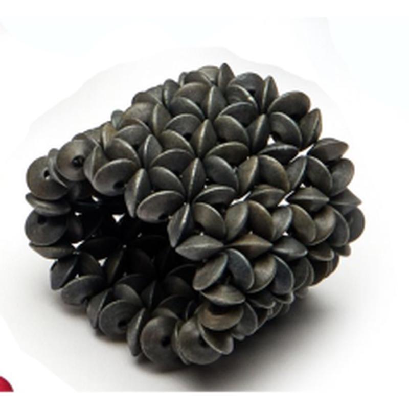 Floral Wood Cuff Charcoal Set of 4