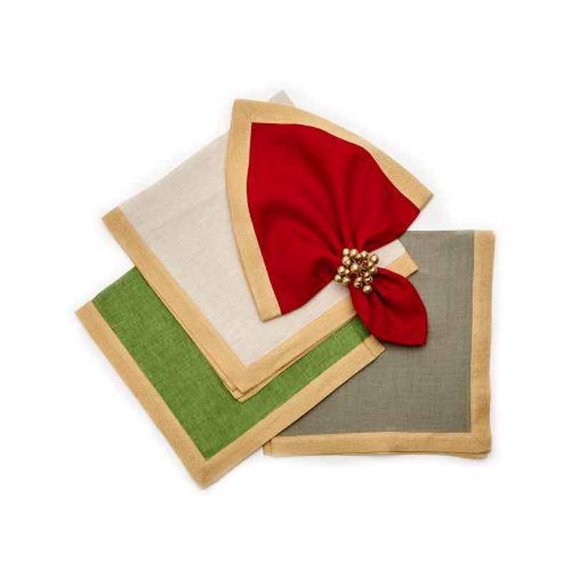 Regal Gold Border Napkin Flax/Gold Set of 4