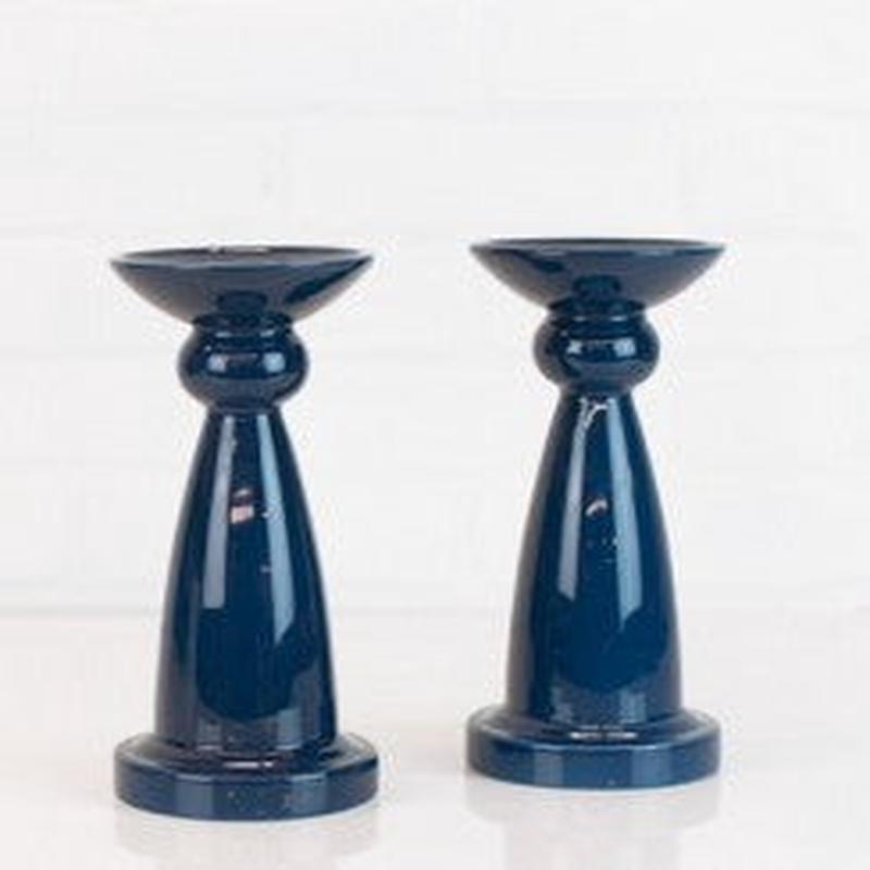 Tower Candlestick- Navy 9 inch